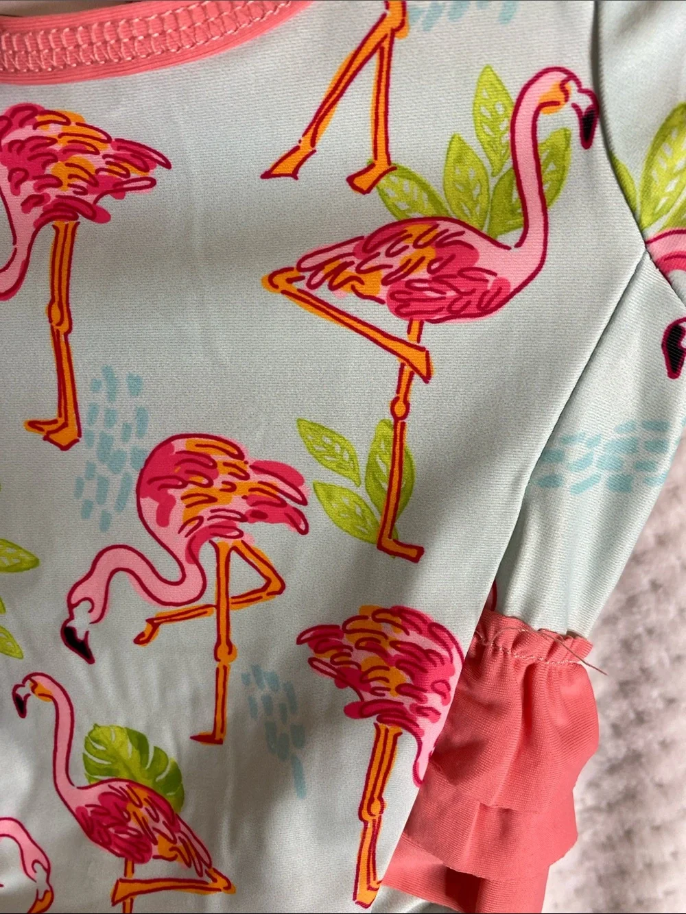 Mud Pie Baby Swimsuit - Pink Tropical Flamingo Print